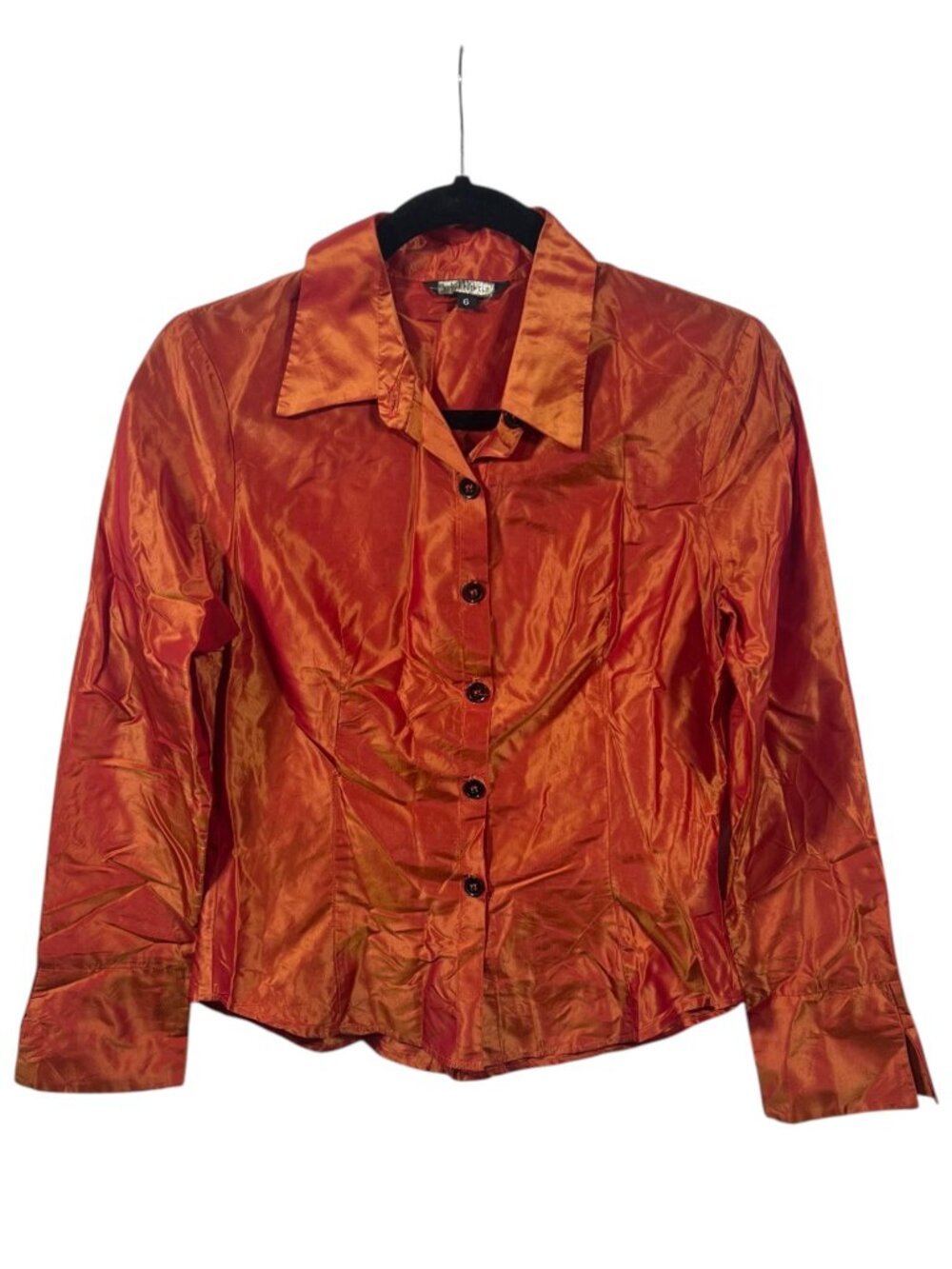 Vtg Rozae Nichols Top Womens Silk Button Down Y2K Whimsigoth Luxe 6 Split Cuff